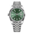 Classic Date 41 – Green Sunburst Dial | Stainless Steel Jubilee Bracelet & Fluted Bezel