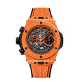 Fusion Chronograph 42 – Black Skeleton Dial | Orange Ceramic Case & Black Rubber Strap